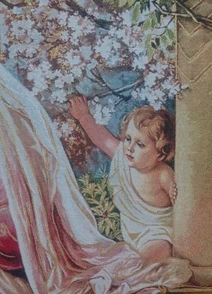 Гобеленовая икона с люрексом "богородица с ребенком в яблоневом саду" (46см*87см)