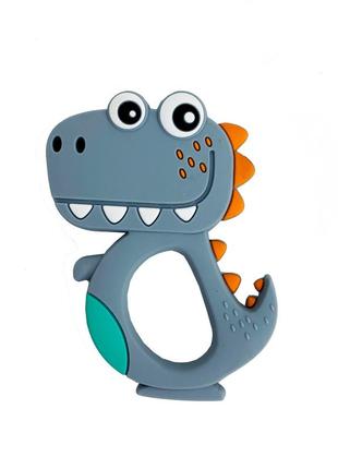 Силиконовый прорезыватель "дино" голубой, в пакете 15*10см, megazayka, 0415гол