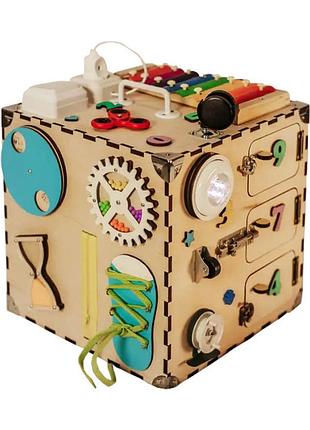 Розвиваюча іграшка бізікуб temple group 30х30х30 см натуральний, tg200126