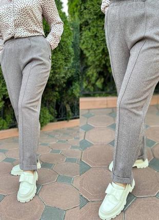 Шерстяные женские брюки елочка большие размеры7 фото