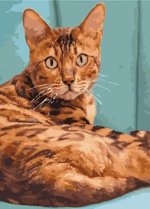 Картина за номерами леопардова кішка strateg 40х50 см, gs252