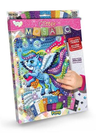 Набір для творчості блискуча мозаїка "glitter mosaic" pony, серія 3, бм-03-06