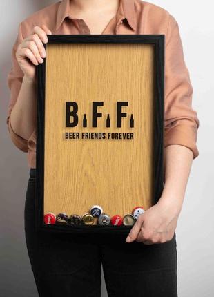 Рамка-копілка для пивних кришок "beer friends forever", black-brown, black-brown, англійська r_750