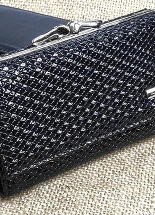 Гаманець жіночий шкіряний лаковий чорний aka deri 10*13*2 (туреччина)