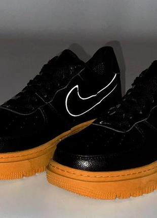 Осенние мужские кроссовки nike air force 1 low gore tex black beige (термо) 41-42-43-44-455 фото