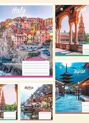 Зошит шкільний 18 аркушів клітка люкс "місто", 20шт/упак., зошит, 11224