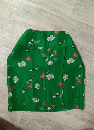 Зеленый шелк юбка шелковая юбка в принт цветы reiss