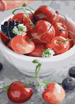 Набор для росписи по номерам вкусная черешня стратег 30х40 см (ss-6594)
