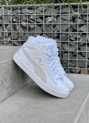 Кеди puma corduroy mid white fur1 фото