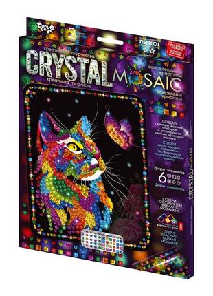 Набір для творчості картина кристалами crystal mosaic кішка