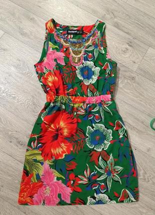 Тропическое платье 👗 с цветами и бусинами desigual by l lacroix2 фото
