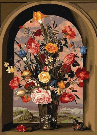 Картина за номерами "композиція з квітів" © ambrosius bosschaert de oude ідейка 40х50 см, кно2075