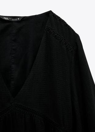 Платье сарафан вышивка прошва чёрное миди длинное воланы oversize zara s m 0881 3144 фото