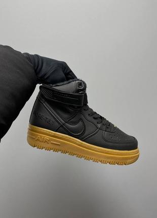 Кроссовки nike air force 1 gore-tex boot black brown fur4 фото