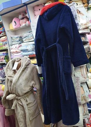 Синий теплый махровый халат с капюшоном good night america 6-12 лет9 фото