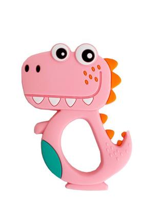 Силиконовый прорезыватель "дино" розовый, в пакете 15*10см, megazayka, 0415роз