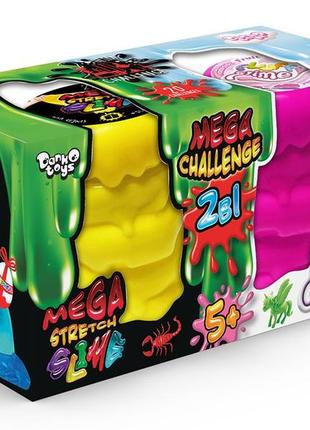 Игровой набор слайм лизун 2 в 1 mega stretch slime и fluffy slime, рус. fls-03-01