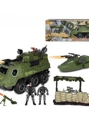 Военный игровой набор bela с бтр, лодкой, 2 солдатиками, hw-s3706