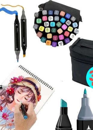 Набір професійних двосторонніх маркерів "sketch 36" у мистецькому чохлі для малювання.