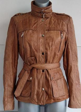 Шкіряна куртка бежевого кольору