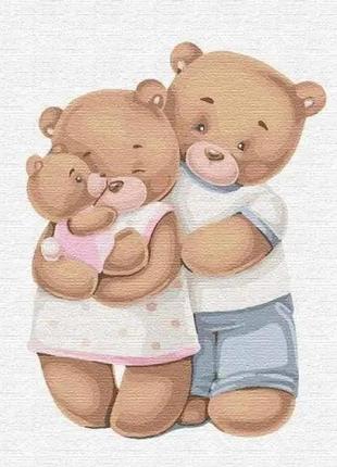 Картина по номерам 7+ "счастливая семья медвежат", 30*30см, идейка, кно6028