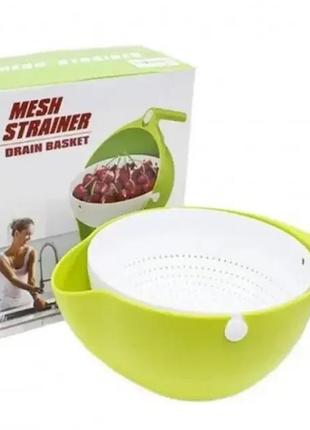 Дуршлаг mesh strainer drain basket 2в1, дуршлаг-ковш5 фото