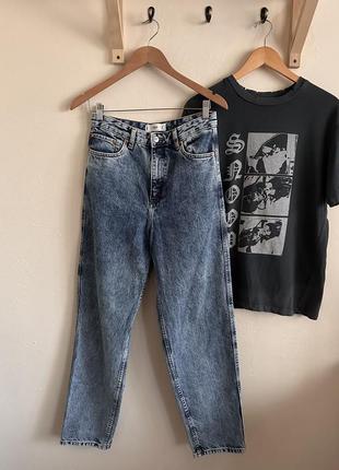 Джинсы mango, широкие mom