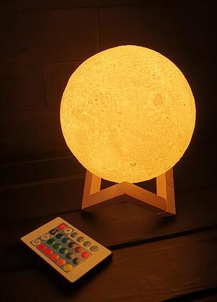Ночник настольная лампа настольный светильник луна  led ночник berger moon 15см 3d rgb с пультом