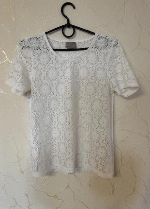 Кружевна блузка, кружевная футболка, белая блуза, белая футболка2 фото