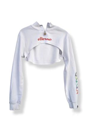 Укороченное современное белое худи бренда ellesse