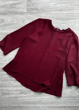 Стильная бордовая блуза с разрезами по бокам topshop 38/m