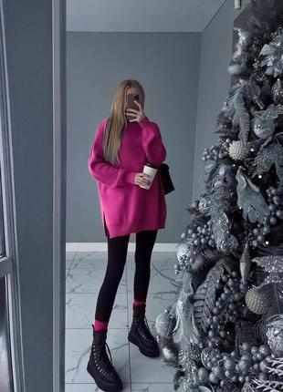 Женский розовый комплект ангора рубчик, турция свитер + гетры 🔥2023