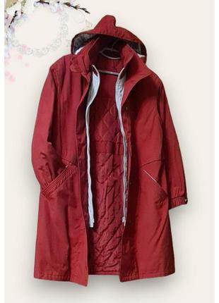 Красное пальто утепленное с капюшоном berkertex3 фото