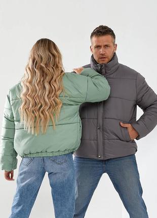Мужская стильная оливковая трендовая куртка плащевка, синтепон 3005 фото