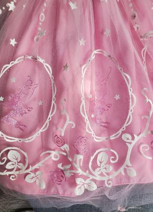 Праздничное нарядное новогоднее рождественское розовое платье с ельзой ледяное сердце для девочки 3 4 5 6 лет 98 104 110 116 1229 фото