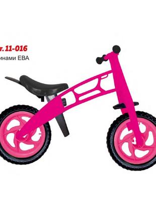 Велобег cross bike розовый, колеса 12eva, kinder way, 11-016роз