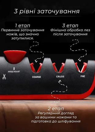 Точилка для ножів та ножиць з регулюванням кута заточування3 фото