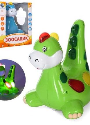 Музыкальная игрушка динозавр 17см, музыка-русская песня, свет, 2 цвета, 6869