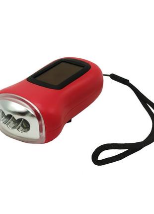 Ліхтар світлодіодний портативний на сонячній батареї з ручним натисканням, zb-1(red)