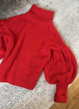 Червоний светр, кофта вʼязаний оверсайз