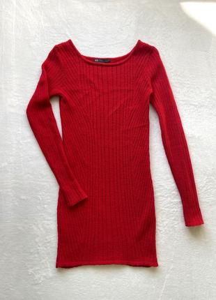 Красное вязаное платье armani xs оригинал шерстяное, на длинный рукав2 фото
