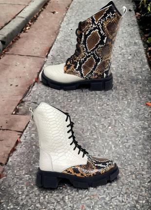 Дизайнерские ботинки ин ян натуральна кожа питон зима демисезон 36-41