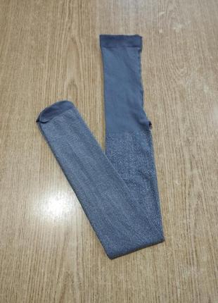 Нарядные безразмерные колготы с люрексом серые