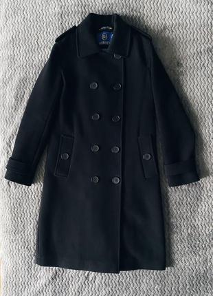 Черное шерстяное фирменное шерстяное пальто kornev8 фото