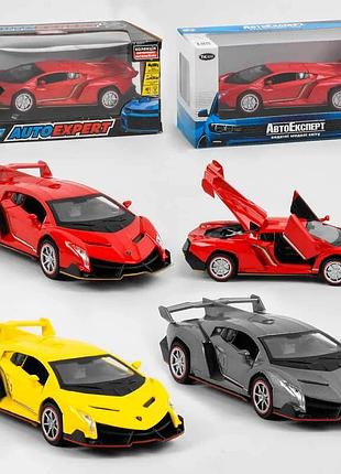 Машинка модель "auto expert" 3 цвета, металлопластик, инерция, свет, звук, 81322