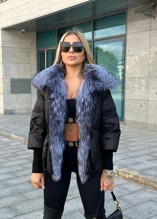 Женская куртка парка пуховик с чернобуркой, s-3xl