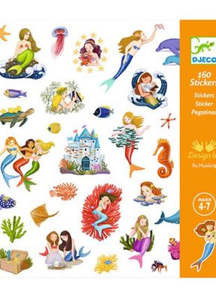 Набор наклеек детских 160 шт. русалки djeco, dj08885