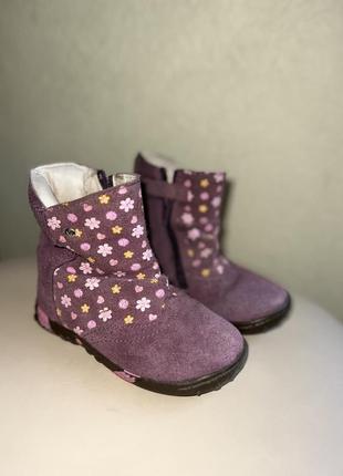 Ботинки (сапожки) кожаные замшевые bartek на девочку 23 размер.1 фото