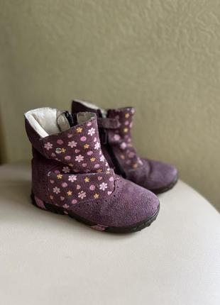 Ботинки (сапожки) кожаные замшевые bartek на девочку 23 размер.8 фото