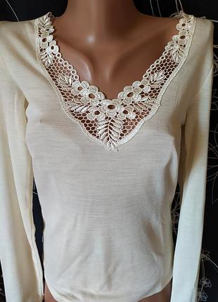 Базовая кофта 15%шелк с кружевом
